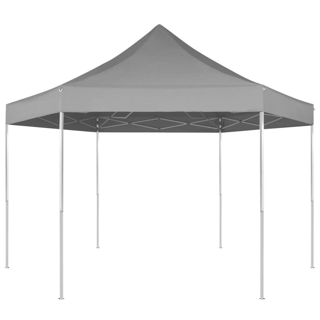 vidaXL Pop-Up-Partyzelt Hexagonal Faltbar Grau 3,6x3,1 m