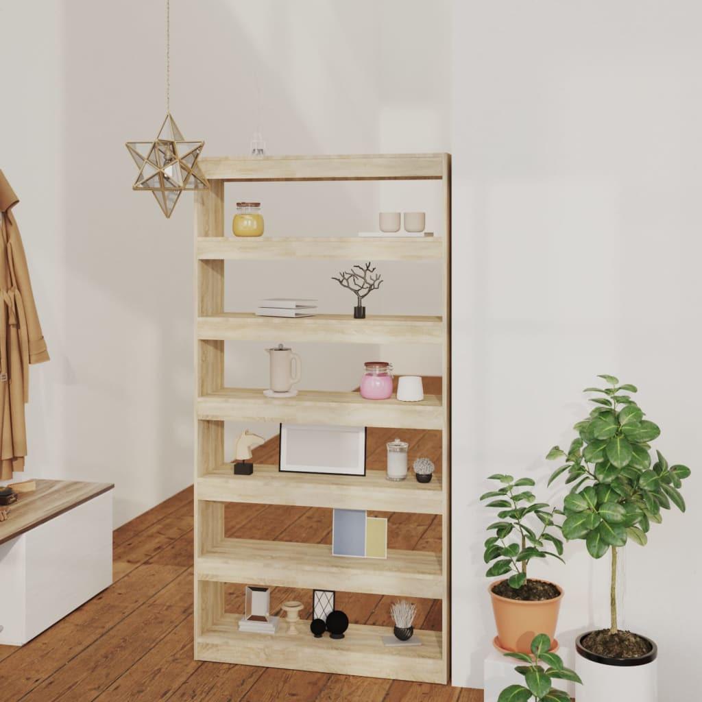 vidaXL Bücherregal/Raumteiler Sonoma-Eiche 100x30x198 cm Holzwerkstoff