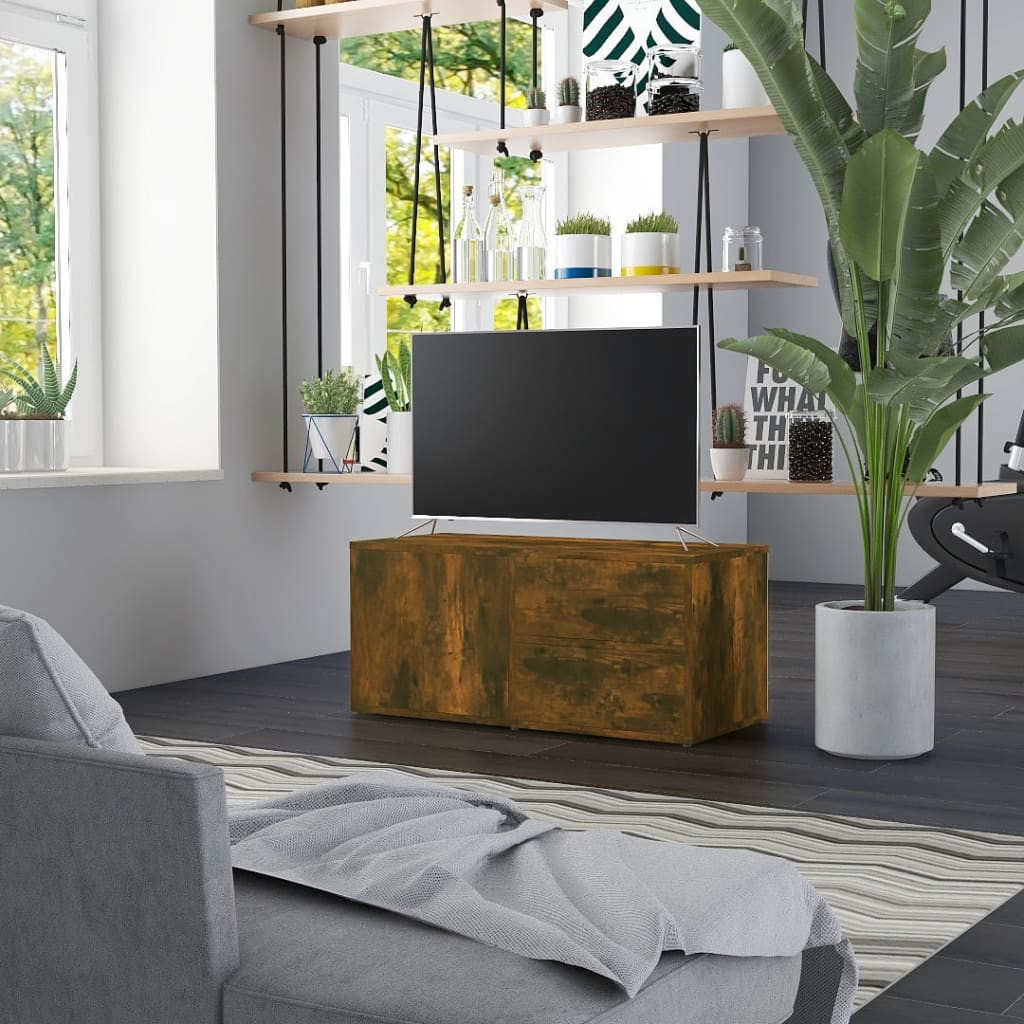vidaXL TV-Schrank Räuchereiche 80x34x36 cm Holzwerkstoff