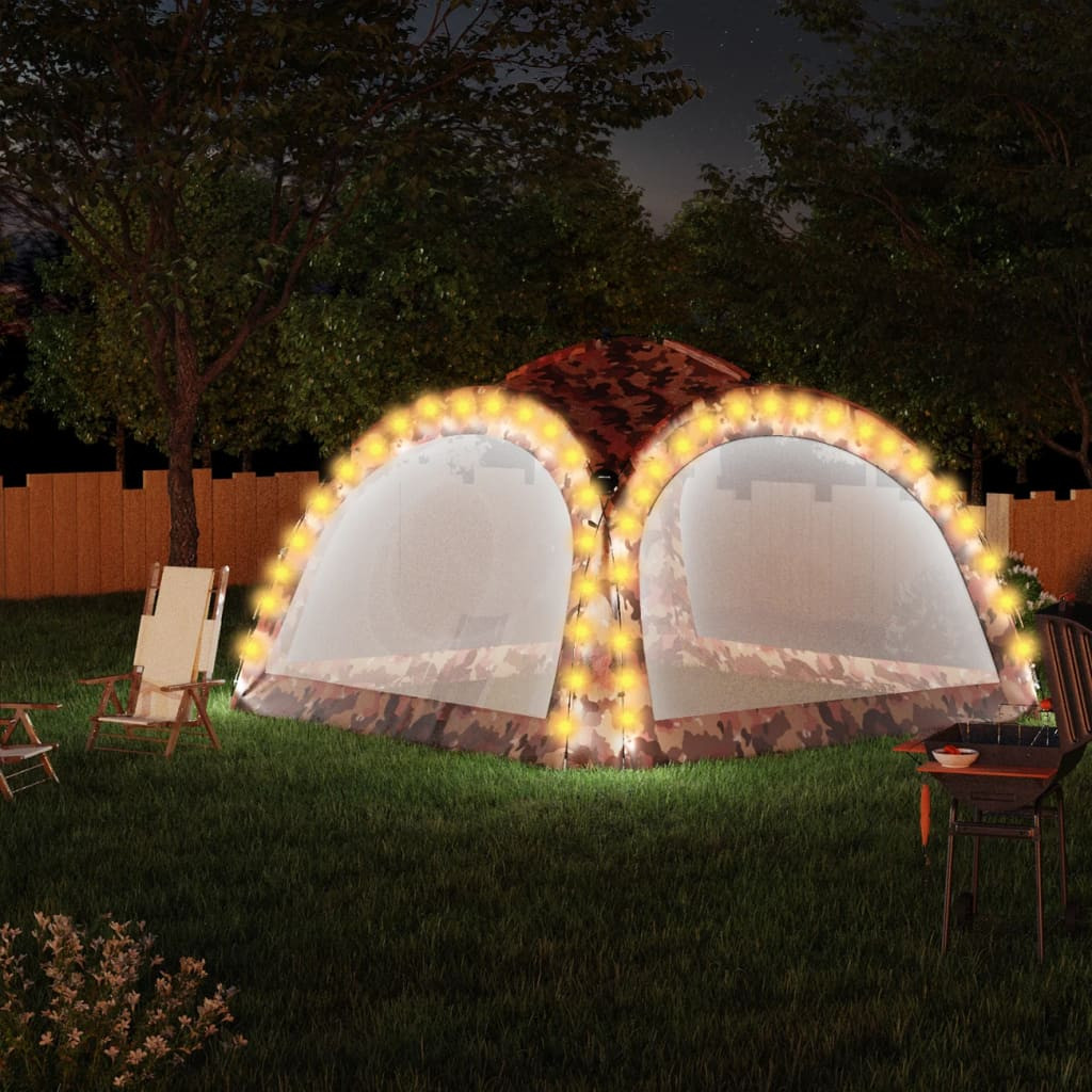 vidaXL Partyzelt mit LED und 4 Seitenwänden 3,6x3,6x2,3 m Tarnfarben