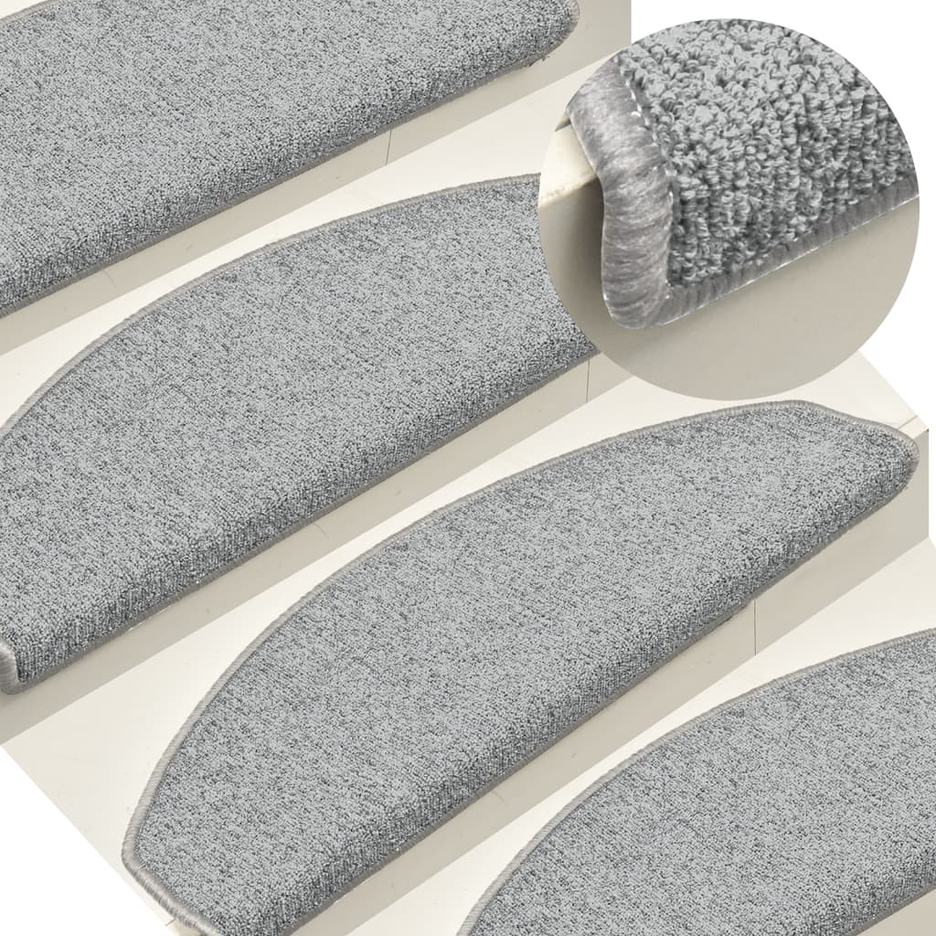 vidaXL Stufenmatten 15 Stk. 65x24x4 cm Hellgrau Halbrund Groß