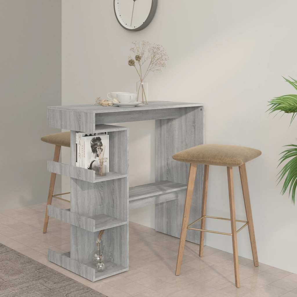 vidaXL Bartisch mit Regal Grau Sonoma 100x50x101,5 cm