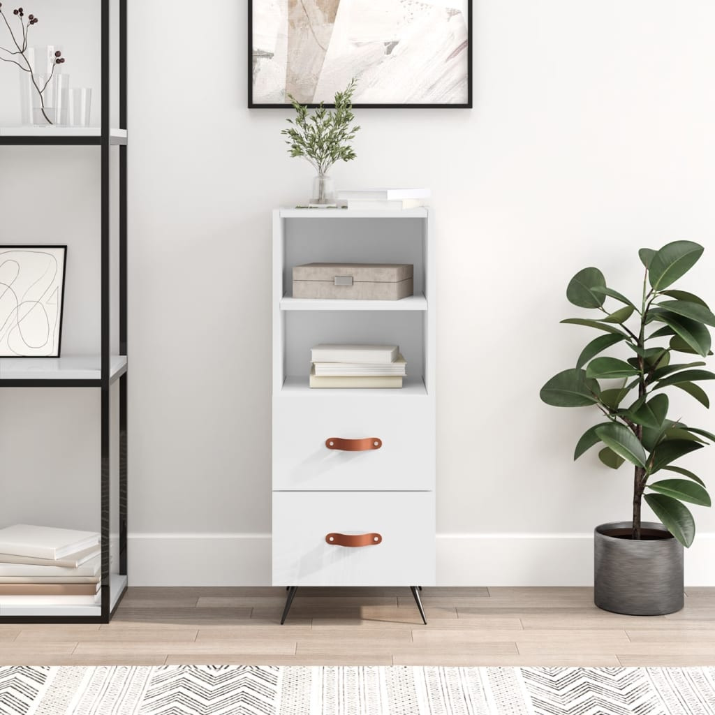 vidaXL Sideboard Hochglanz-Weiß 34,5x34x90 cm Holzwerkstoff