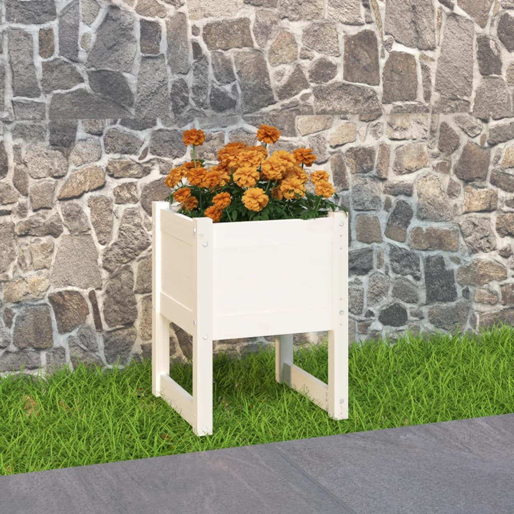 vidaXL Pflanzkübel Weiß 40x40x52,5 cm Massivholz Kiefer