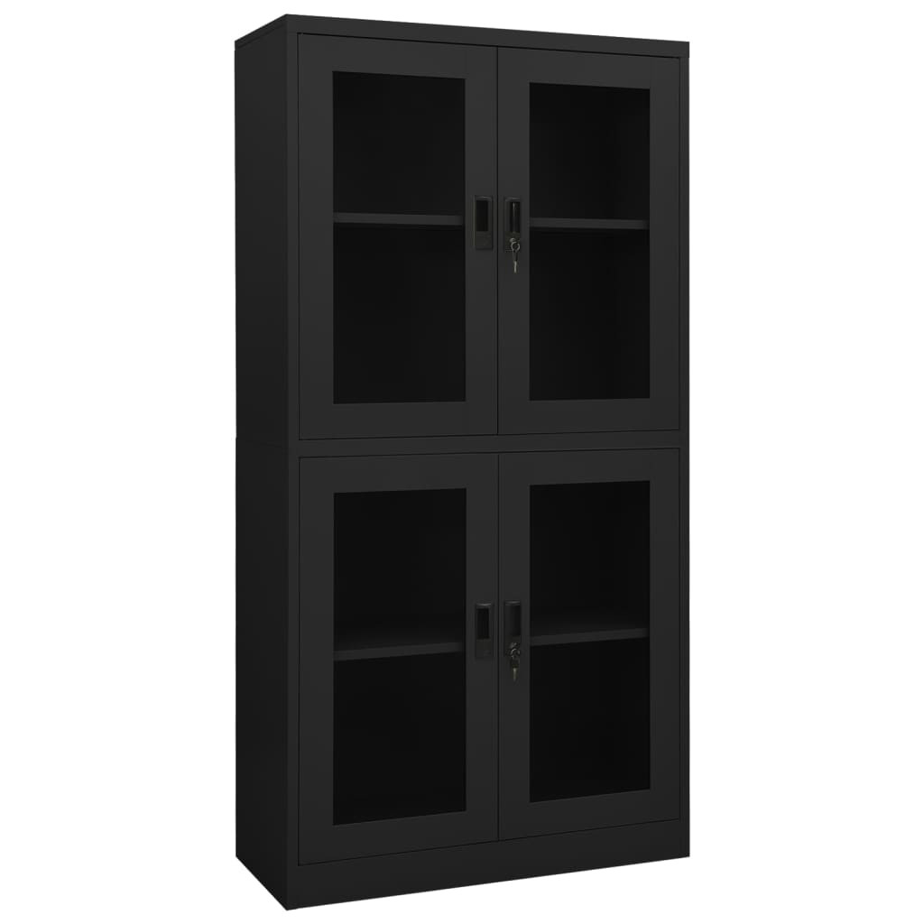 vidaXL Büroschrank Anthrazit 90x40x180 cm Stahl und Hartglas