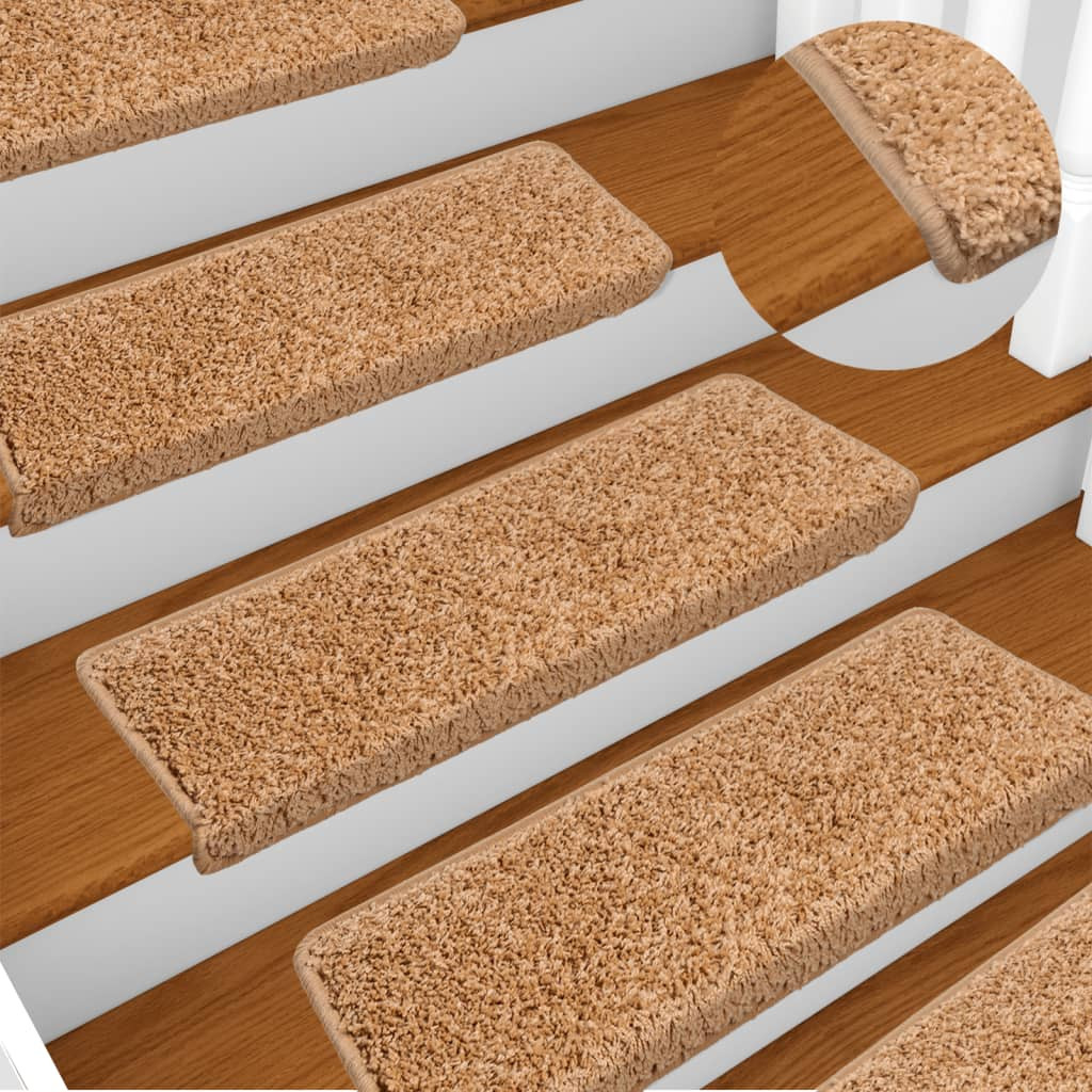 vidaXL Stufenmatten 15 Stk. 65x21x4 cm Beige Rechteckiger Rand
