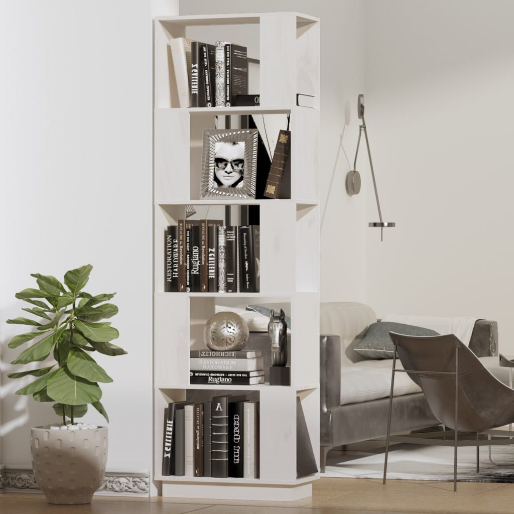 vidaXL Bücherregal/Raumteiler Weiß 51x25x163,5 cm Massivholz Kiefer
