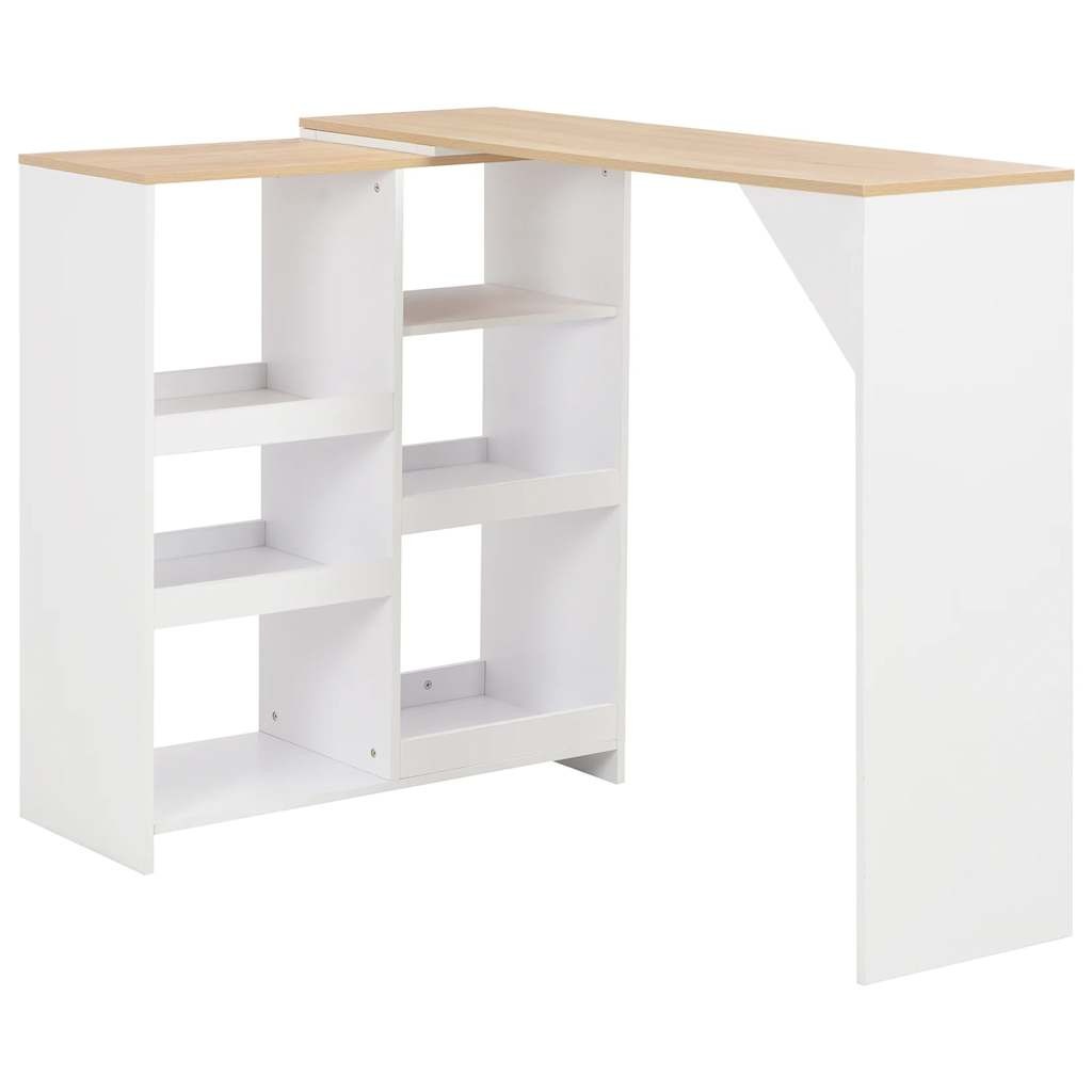 vidaXL Bartisch mit Beweglichem Regal Weiß 138x39x110 cm