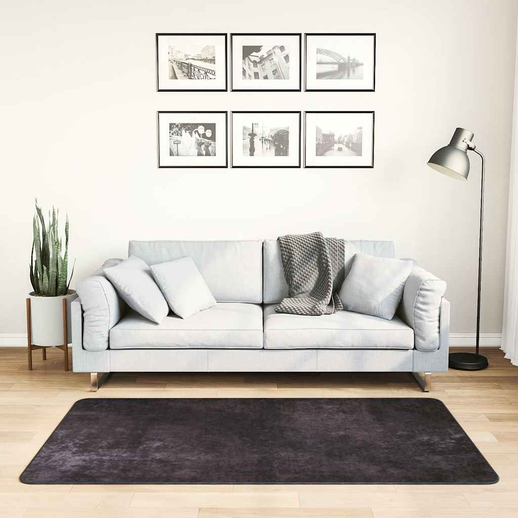 vidaXL Teppich Waschbar 80x150 cm Anthrazit