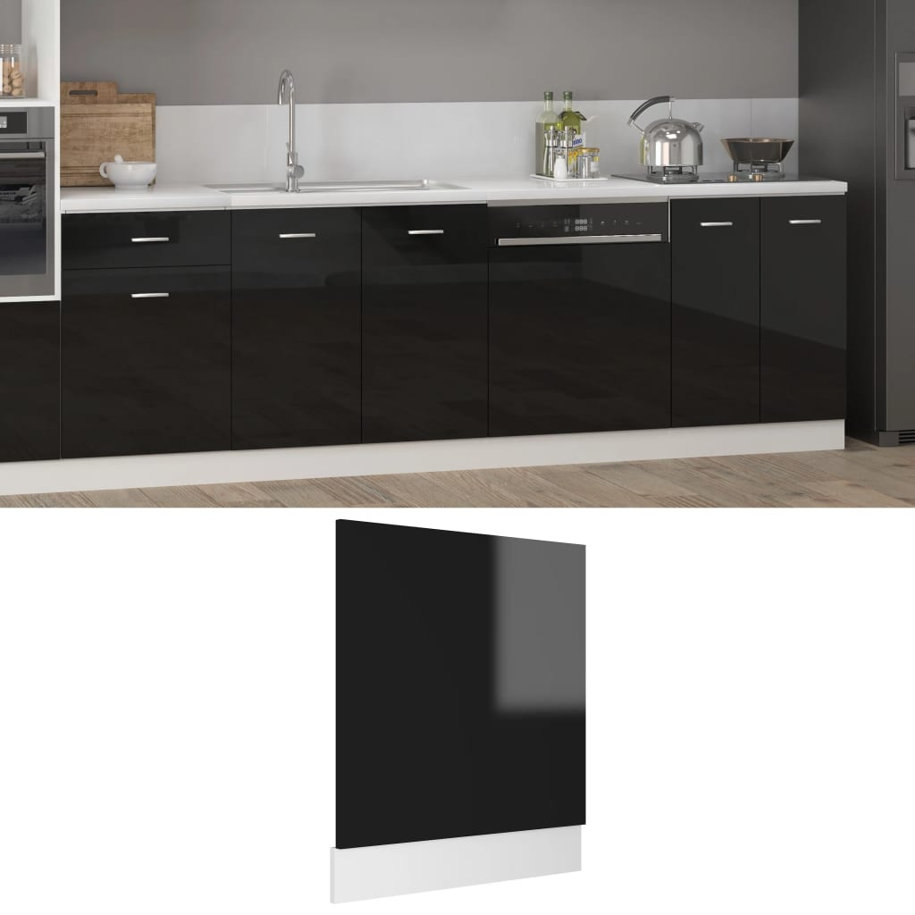 vidaXL Geschirrspülerblende Hochglanz-Schwarz 59,5x3x67 cm