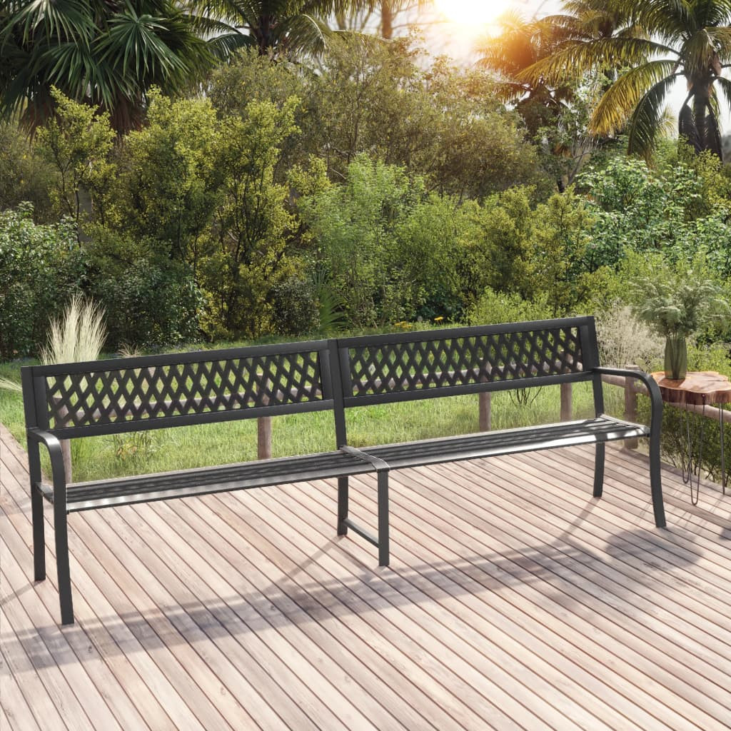 vidaXL Doppel-Gartenbank 246 cm Schwarz Stahl