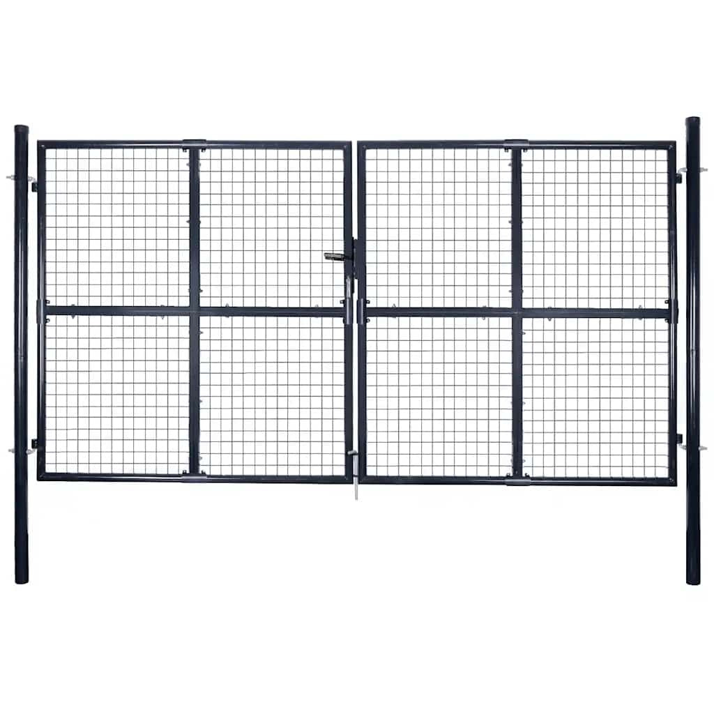 vidaXL Maschen-Gartentor verzinkter Stahl 300 x 175 cm Grau