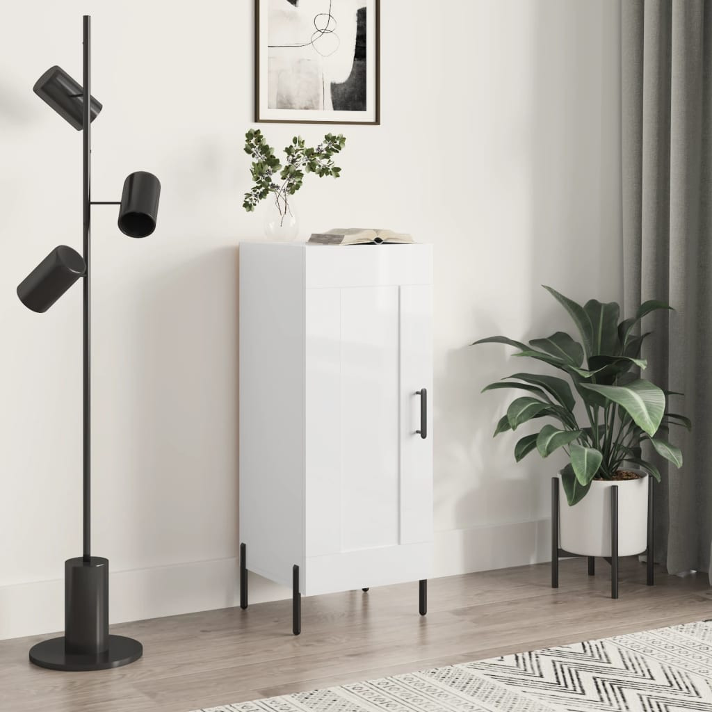 vidaXL Sideboard Hochglanz-Weiß 34,5x34x90 cm Holzwerkstoff