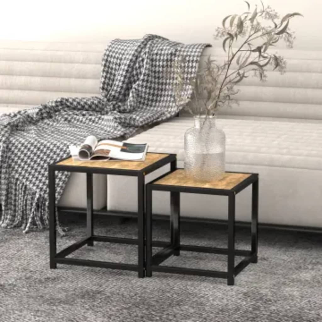 vidaXL Beistelltische 2 Stk. MDF Schwarz und Gelb