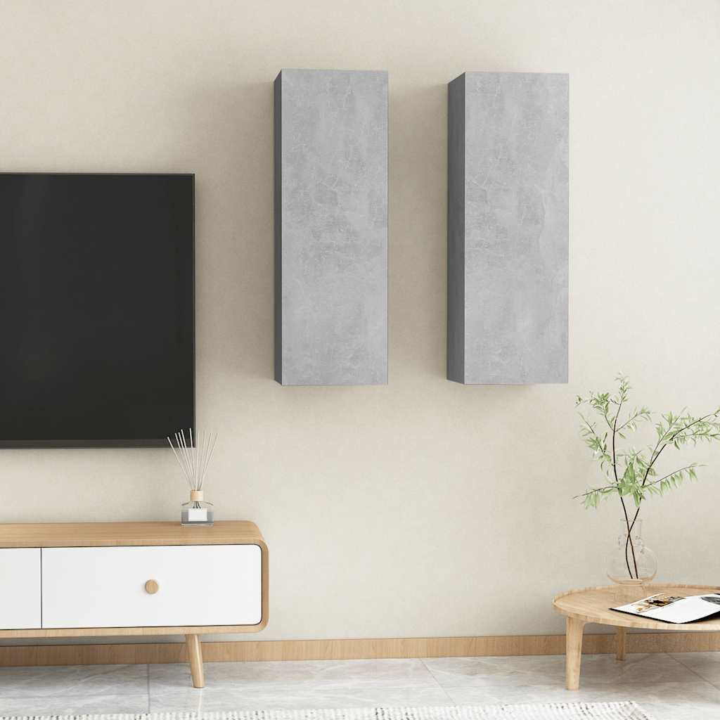 vidaXL TV-Schränke 2 Stk. Betongrau 30,5x30x90 cm Holzwerkstoff