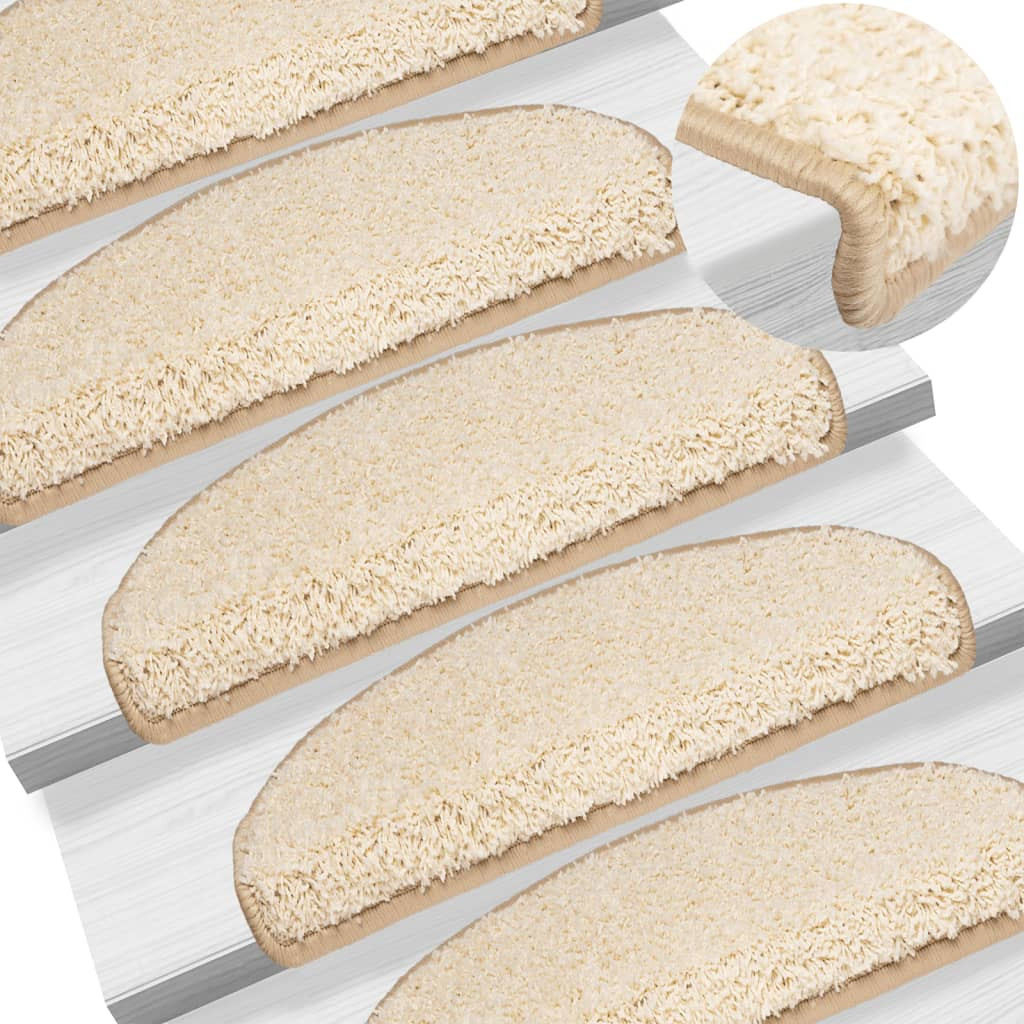 vidaXL Stufenmatten 15 Stk. 65x21x4 cm Creme Halbrund Groß