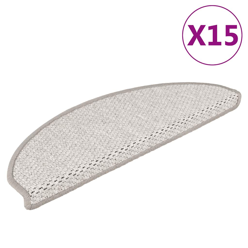 vidaXL Treppenmatten Selbstklebend Sisal-Look 15 Stk. 65x21x4 Platina