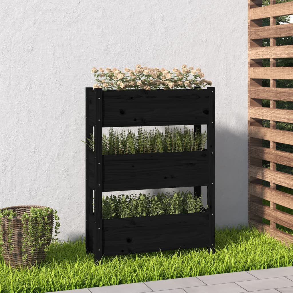 vidaXL Pflanzkübel Schwarz 77x25x104,5 cm Massivholz Kiefer