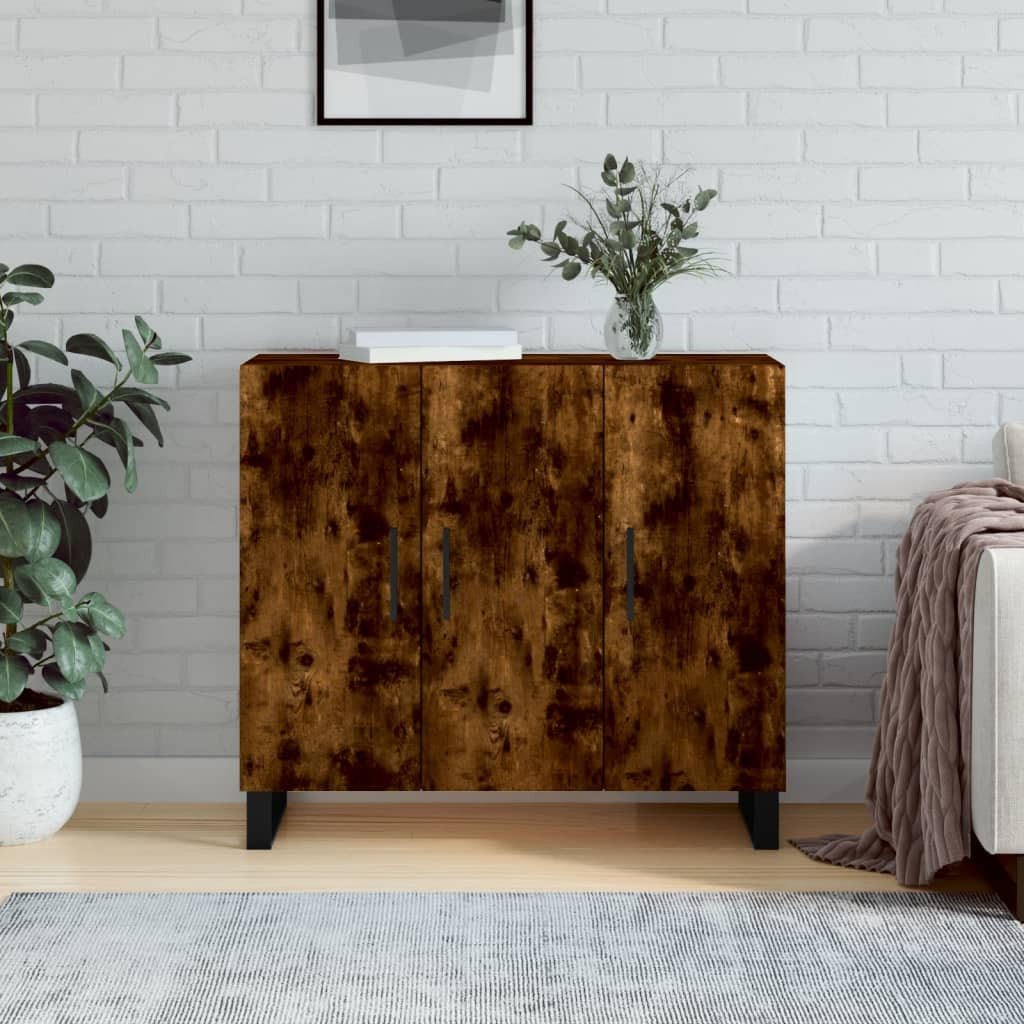 vidaXL Sideboard Räuchereiche 90x34x80 cm Holzwerkstoff