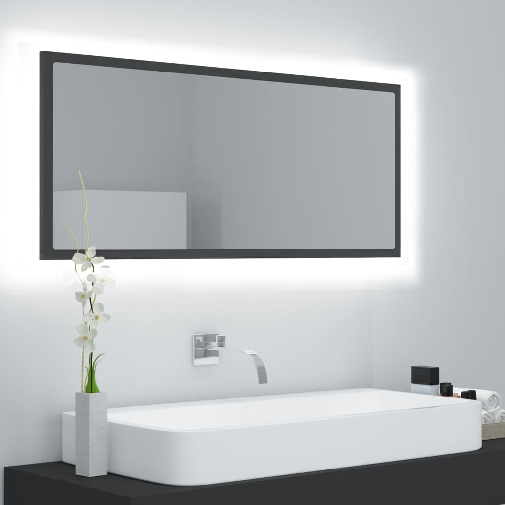vidaXL LED-Badspiegel Grau 100x8,5x37 cm Acryl