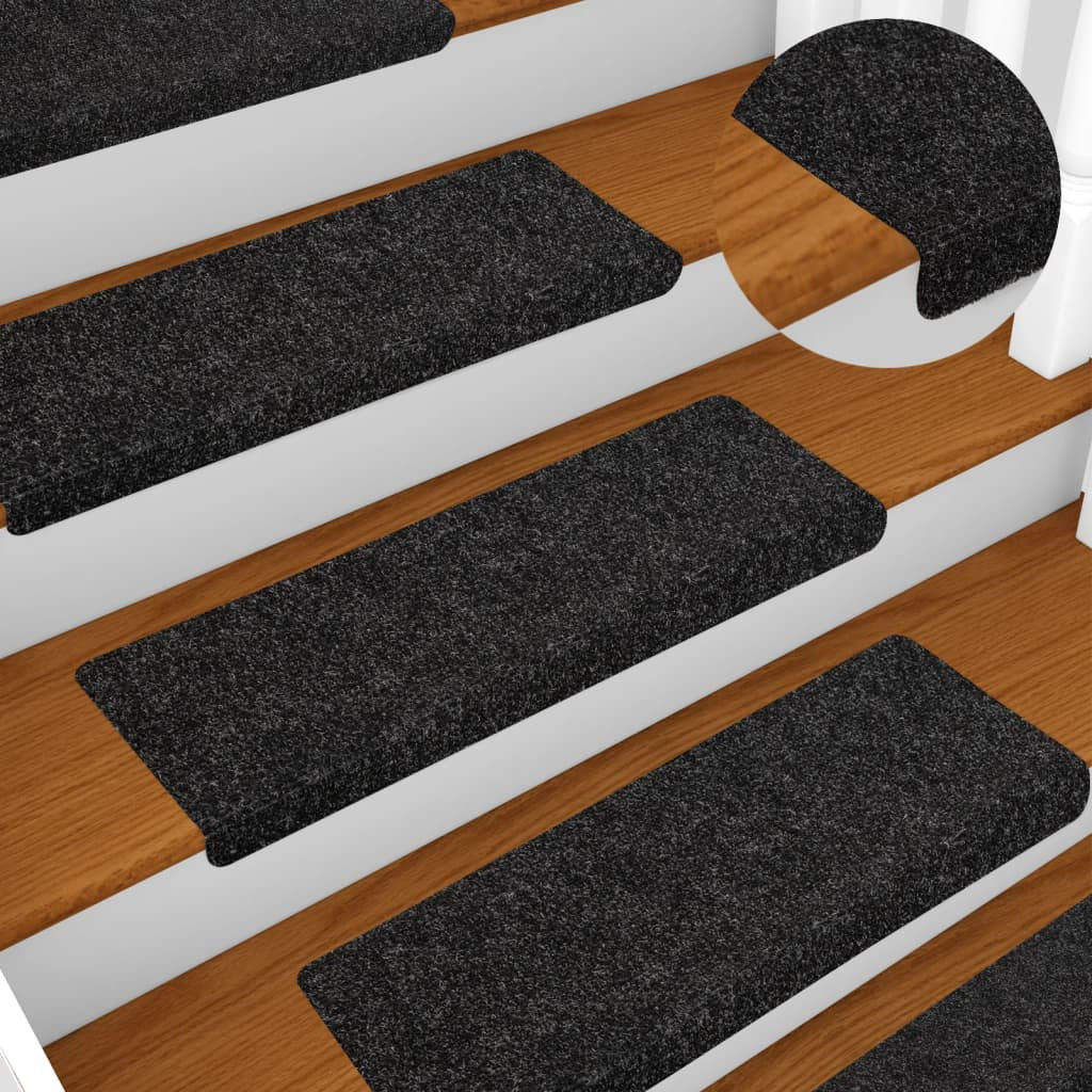 vidaXL Stufenmatten Selbstklebend 5 Stk. 65x21x4 cm Schwarz Rechteckiger Rand