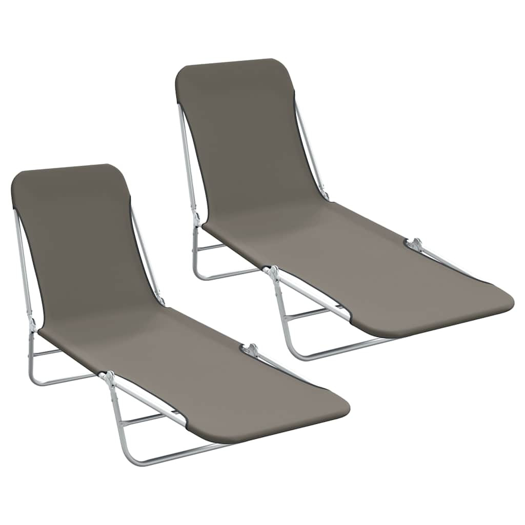 vidaXL Klappliegen 2 Stk. Stahl und Stoff Grau