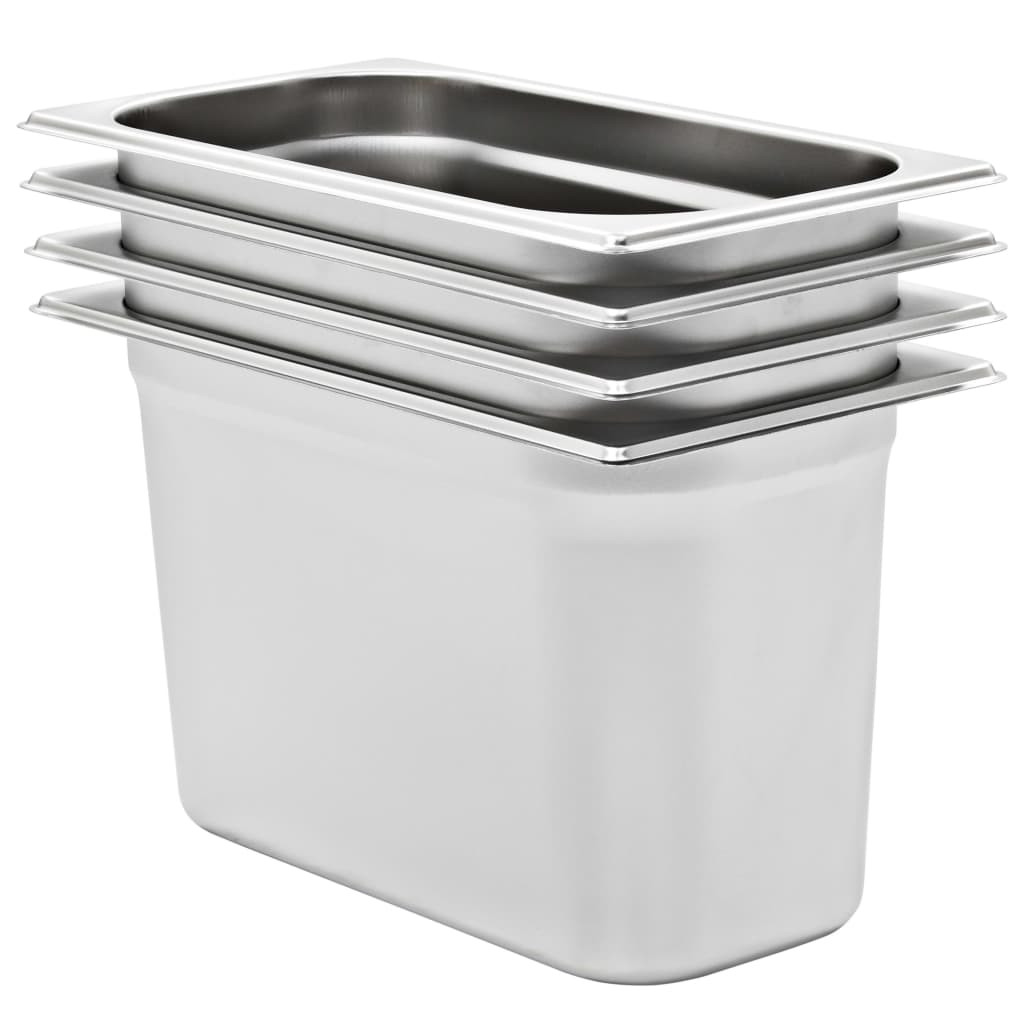 vidaXL Gastronormbehälter 4 Stk. GN 1/3 200 mm Edelstahl