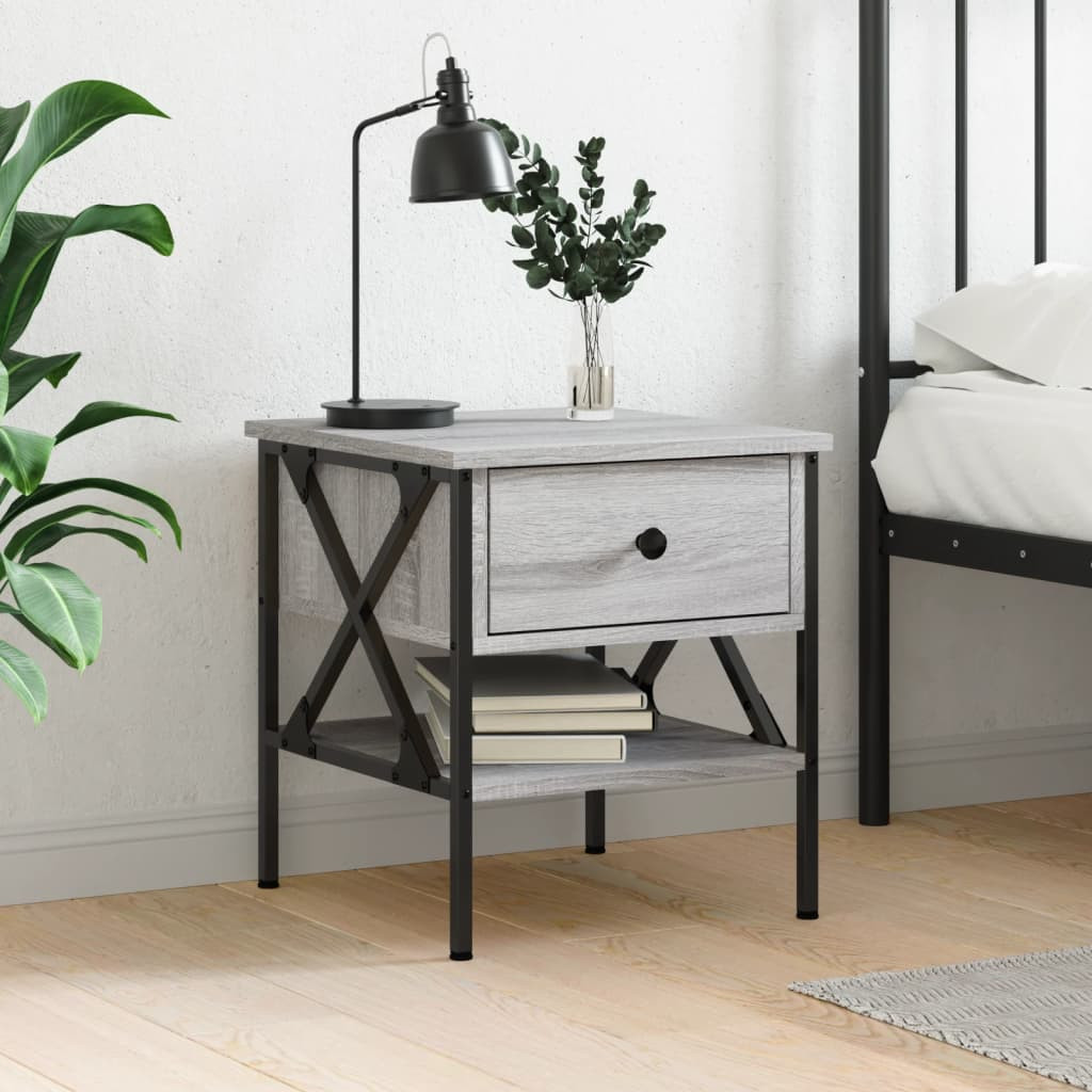 vidaXL Nachttisch Grau Sonoma-Eiche 40x42x45 cm Holzwerkstoff