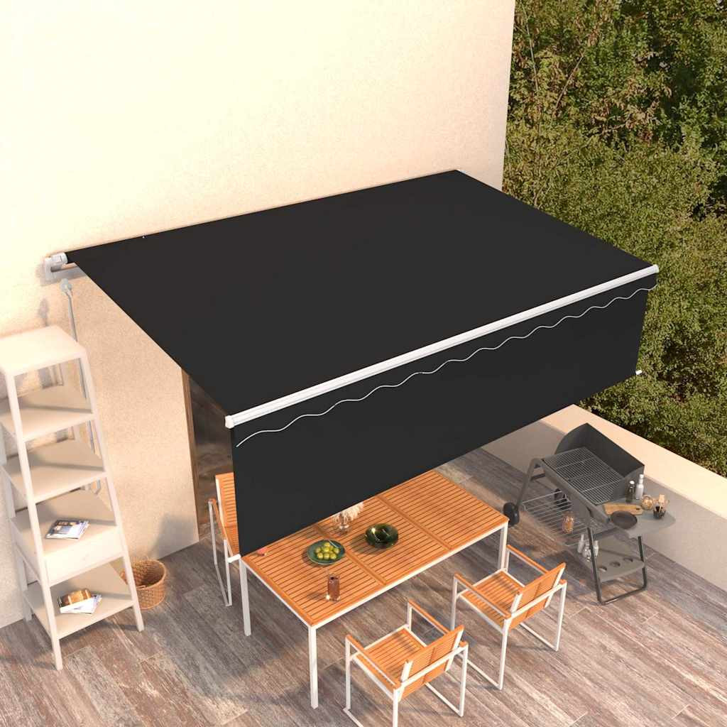 vidaXL Markise Automatisch Einziehbar mit Volant 5x3 m Anthrazit