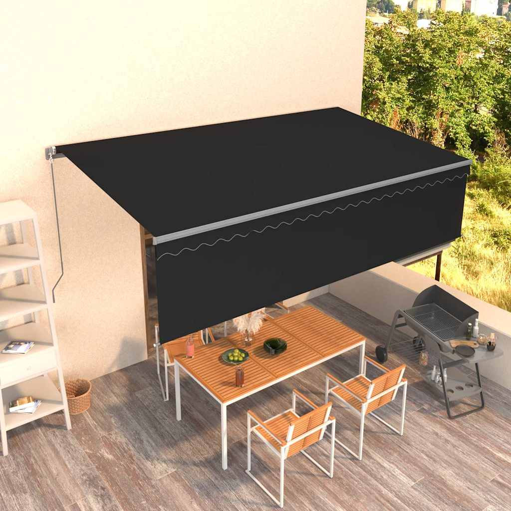 vidaXL Markise Manuell Einziehbar mit Rollo 5x3 m Anthrazit