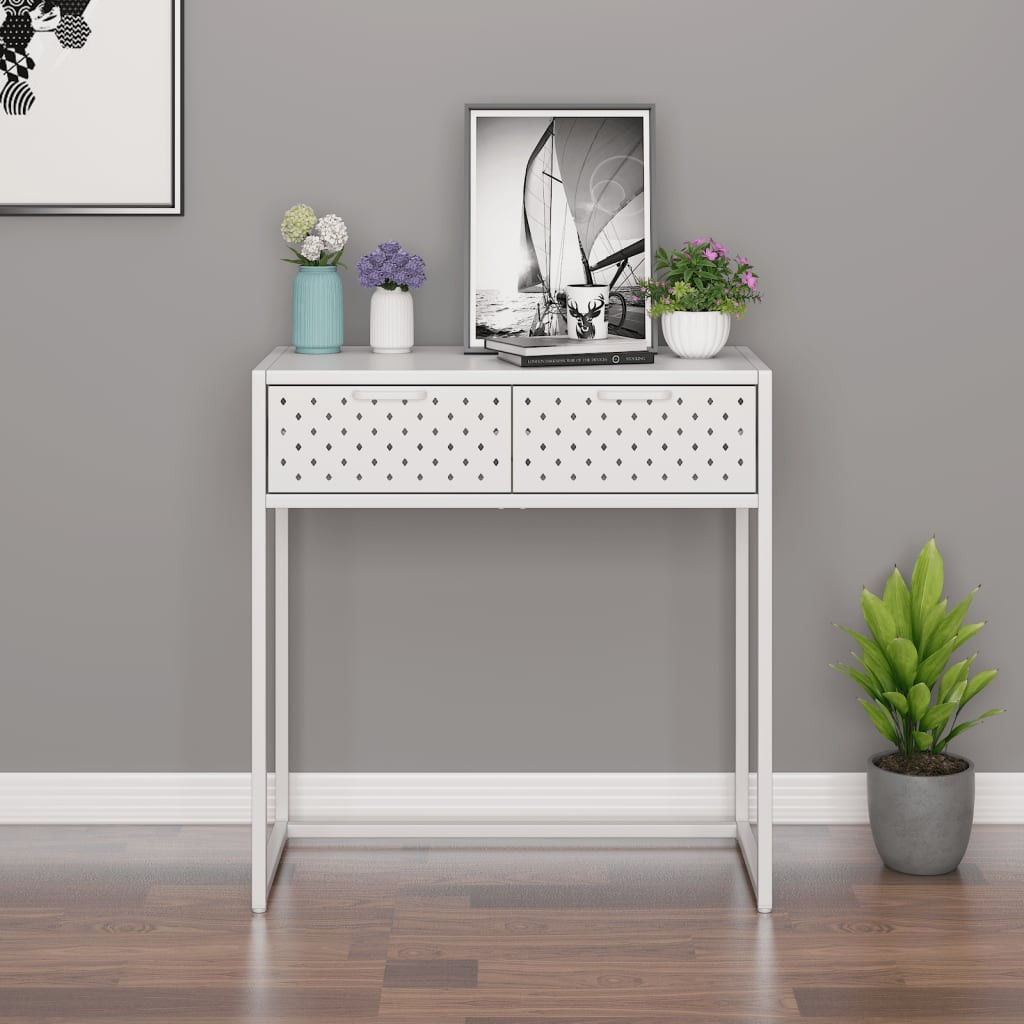vidaXL Konsolentisch Weiß 72x35x75 cm Stahl