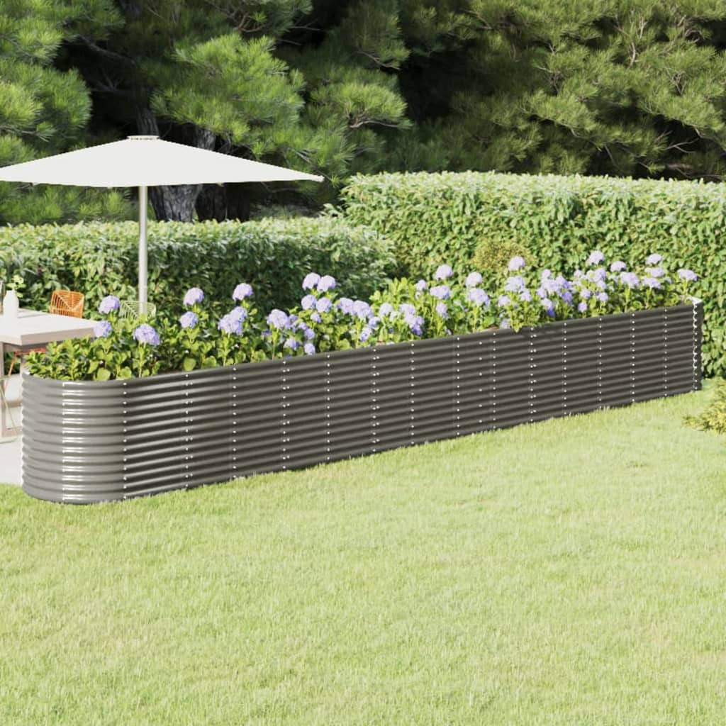 vidaXL Hochbeet Pulverbeschichteter Stahl 620x80x68 cm Grau
