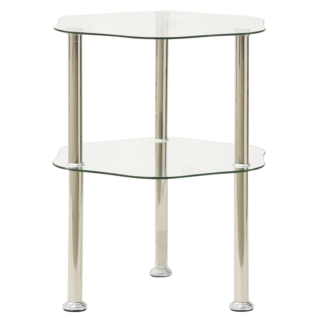 vidaXL Beistelltisch mit 2 Ablagen Transparent 38x38x50 cm Hartglas