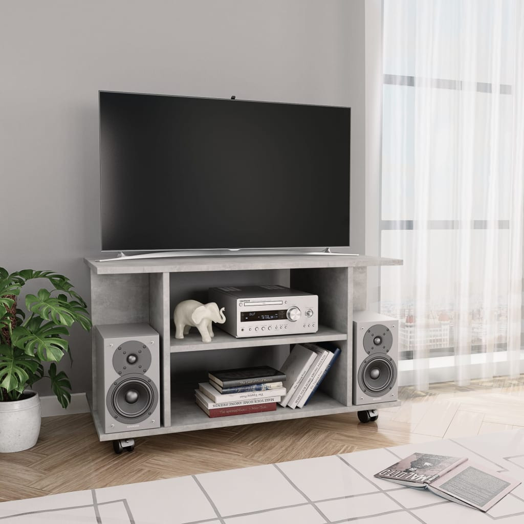 vidaXL TV-Schrank mit Rollen Betongrau 80x40x45 cm Holzwerkstoff