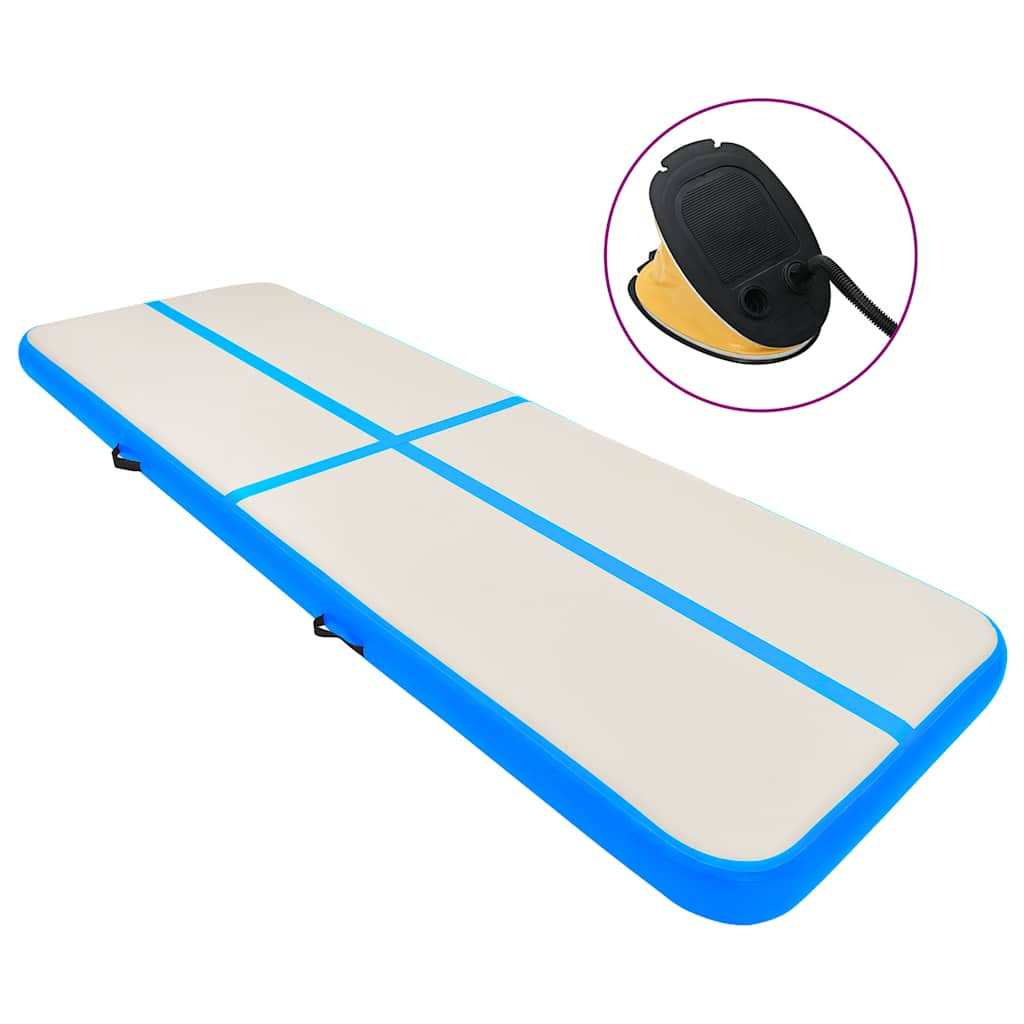vidaXL Aufblasbare Gymnastikmatte mit Pumpe 800x100x15 cm PVC Blau