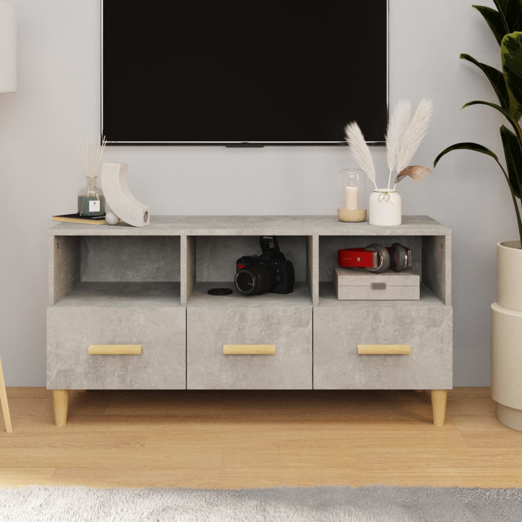 vidaXL TV-Schrank Betongrau 102x36x50 cm Holzwerkstoff