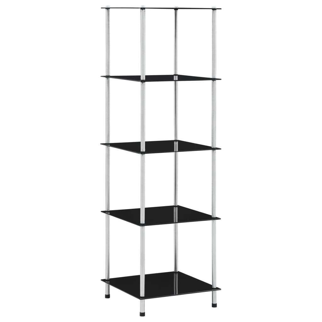 vidaXL Regal mit 5 Ablagen Schwarz 40x40x130 cm Hartglas