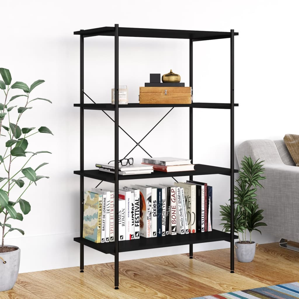 vidaXL Regal mit 4 Böden Schwarz 80x40x130 cm
