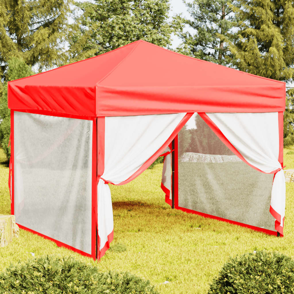 vidaXL Partyzelt Faltbar mit Seitenwänden Rot 3x3 m