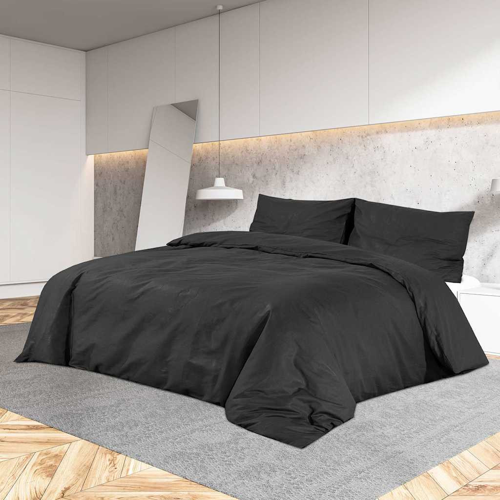 vidaXL Bettwäsche-Set Schwarz 135x200 cm Leichte Mikrofaser