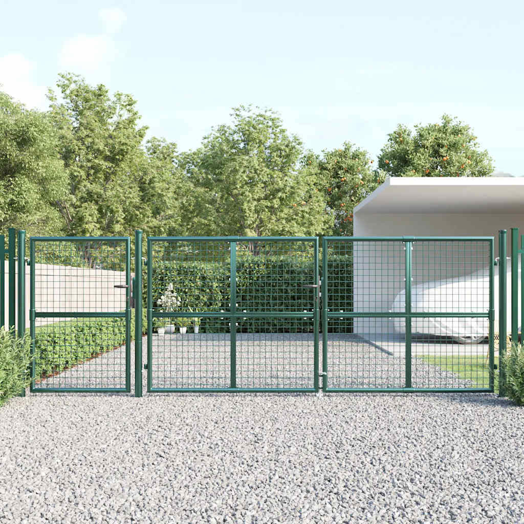 vidaXL Maschen-Gartentor Grün 400x125 cm Verzinkter Stahl