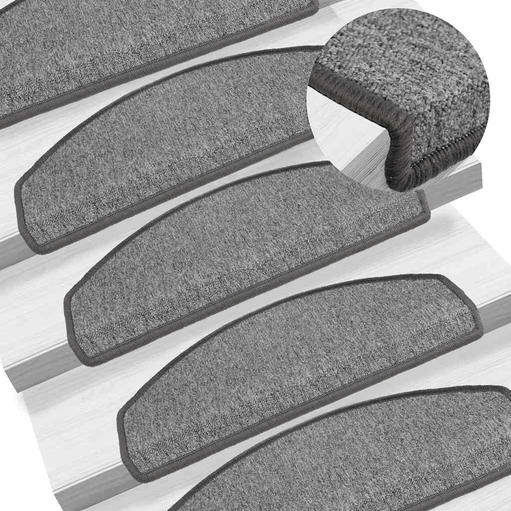 vidaXL Stufenmatten 10 Stk. 65x24x4 cm Dunkelgrau Halbrund Groß