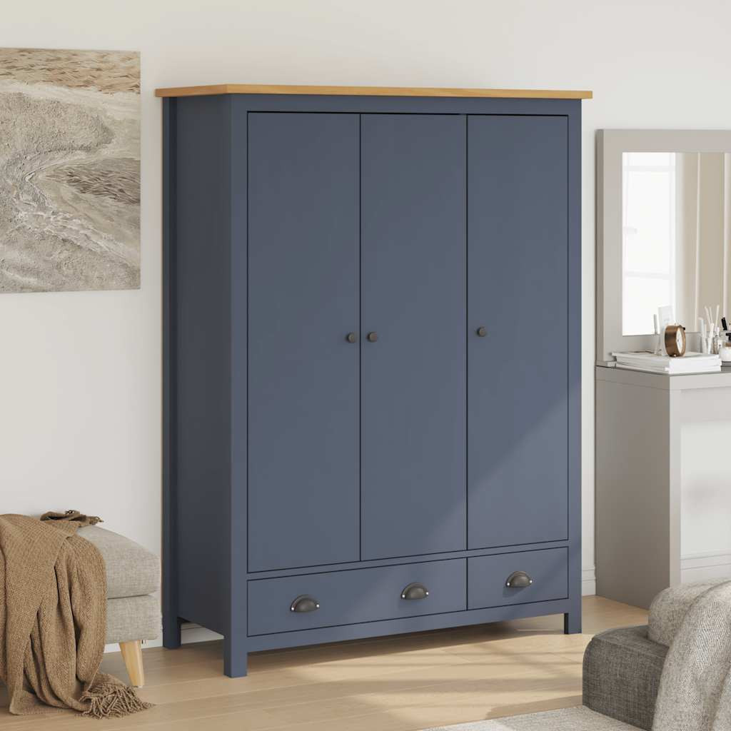 vidaXL Kleiderschrank mit 3 Türen Hill Grau 127x50x170 cm Kiefernholz