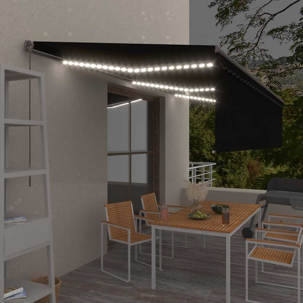 vidaXL Markise Manuell Einziehbar mit Rollo & LED 6x3 m Anthrazit