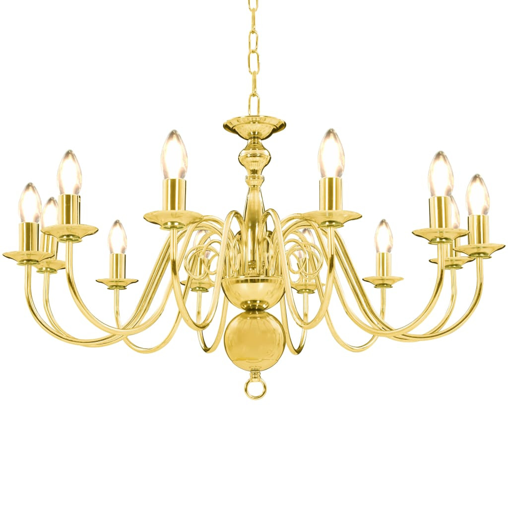 vidaXL Kronleuchter Golden 12 x E14-Glühbirnen
