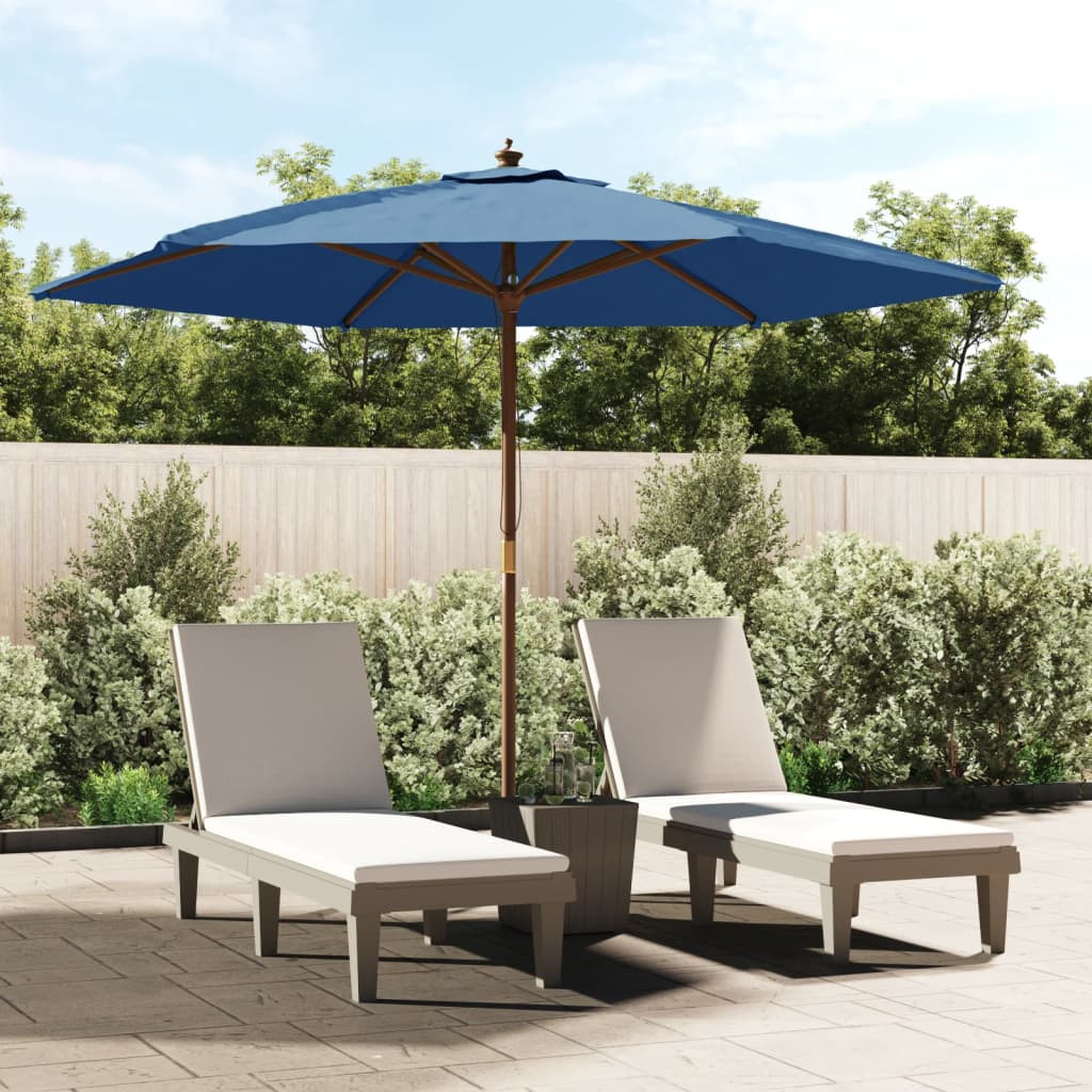 vidaXL Sonnenschirm mit Holzmast Azurblau 299x240 cm
