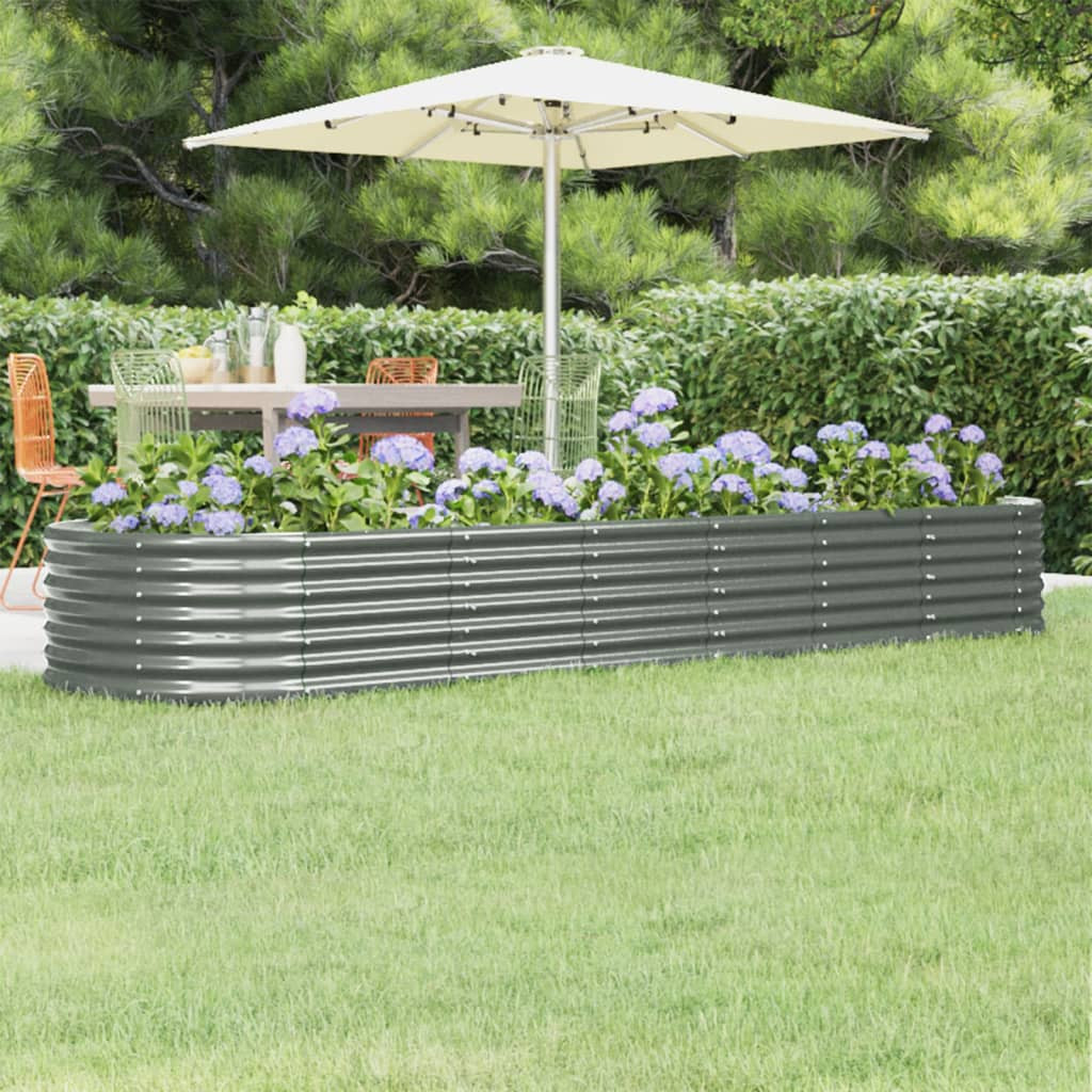 vidaXL Hochbeet Verzinkter Stahl 296x80x36 cm Grau