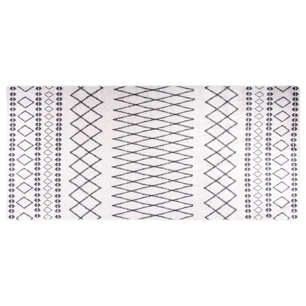 vidaXL Teppich Waschbar 80x300 cm Schwarz und Weiß