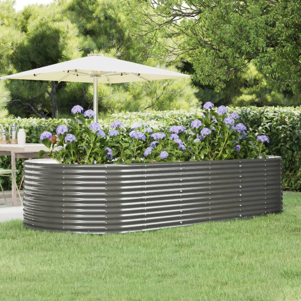 vidaXL Hochbeet Grau 291x140x68 cm Verzinkter Stahl