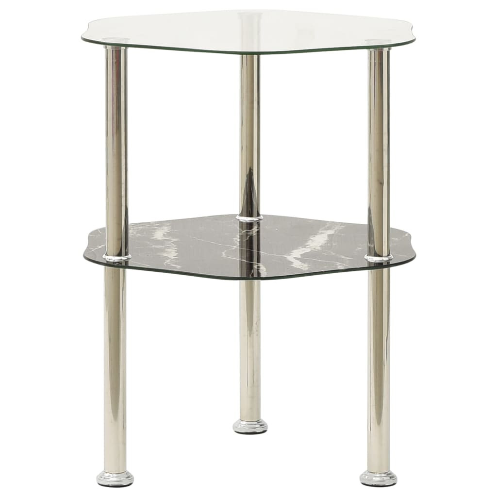 vidaXL Beistelltisch mit 2 Ablagen Transparent 38x38x50 cm Hartglas